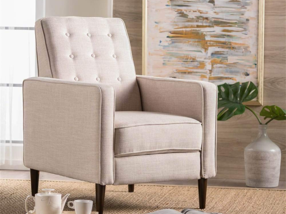 beige chair in living room