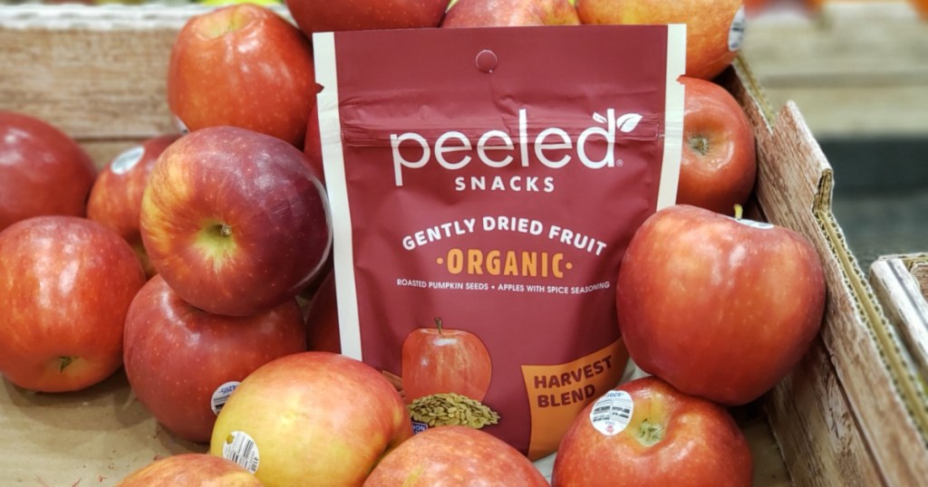 peeled snacks bag in with the apples