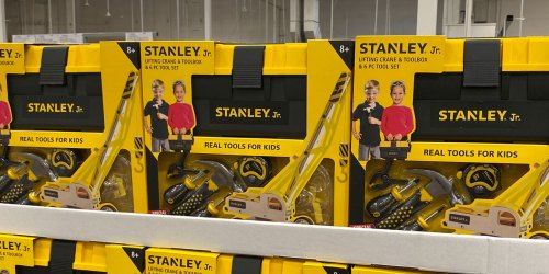 Stanley Junior Kids Tool Set Only $19.99 at Costco | Buildable Crane, Tools & Toolbox