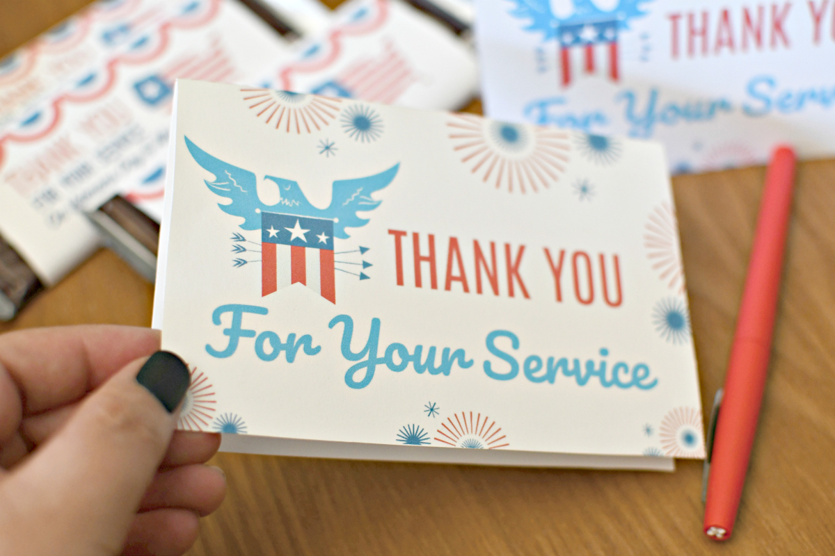 Print These Free Veterans Day Thank You Cards and Candy Bar Wrappers