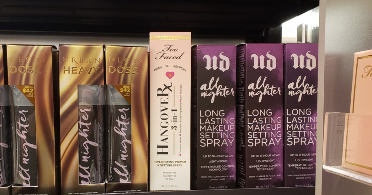 too faced hangover primer on shelf display in store