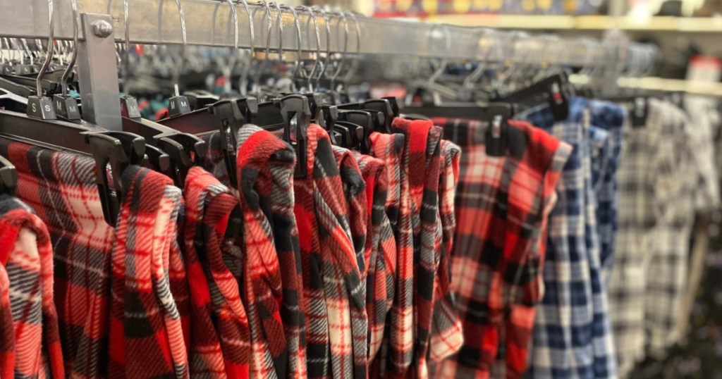 Men's Plaid Pajama Bottoms Hanging on Store Display JCPenney