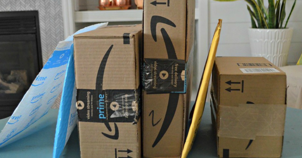 Amazon Packages on a dining table