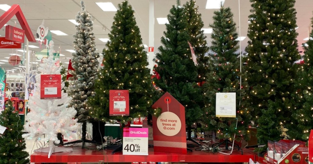 Large display of Artificial Christmas Trees inside Target