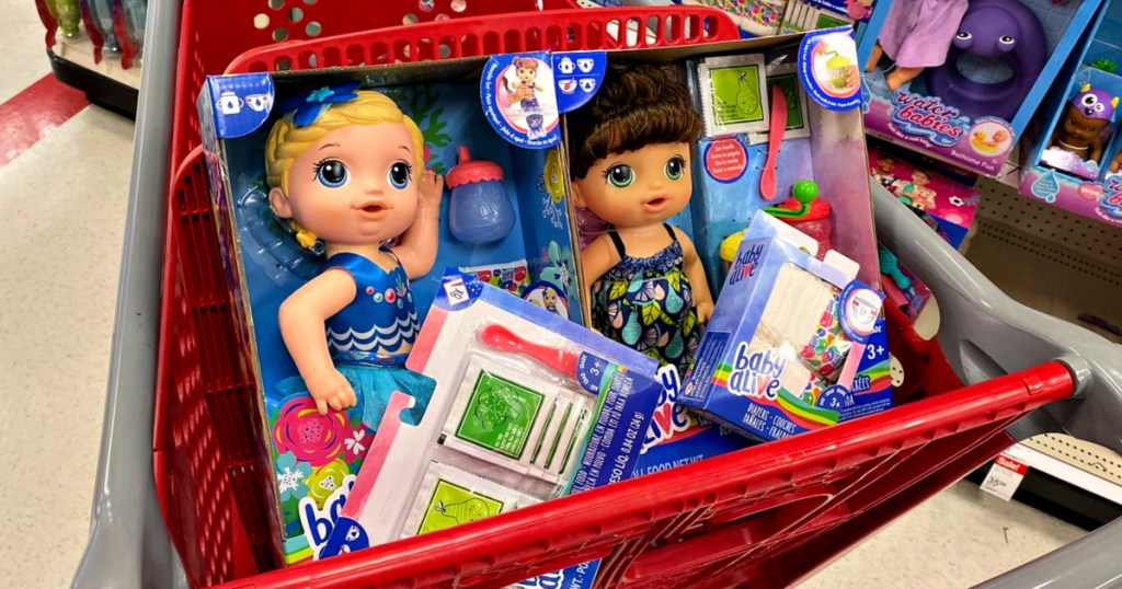 Baby Alive dolls in Target shopping cart