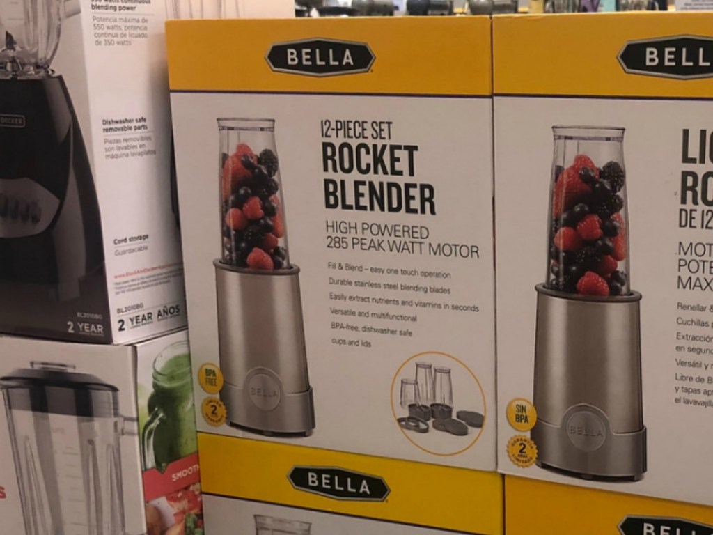 Bella Rocket blender on display in box at store