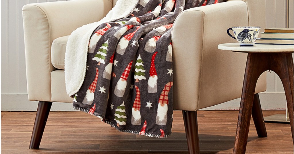 gnome throw blanket on chair