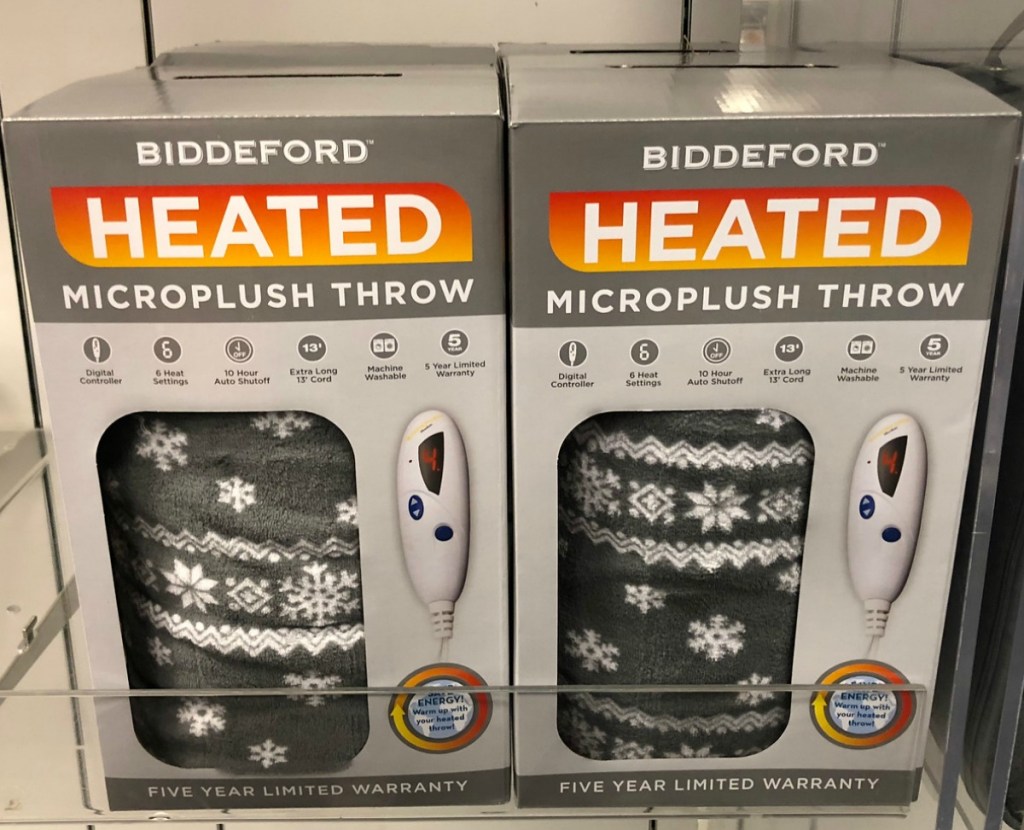 Biddeford Heated Microplush Throw Blankets on display at Kohl's