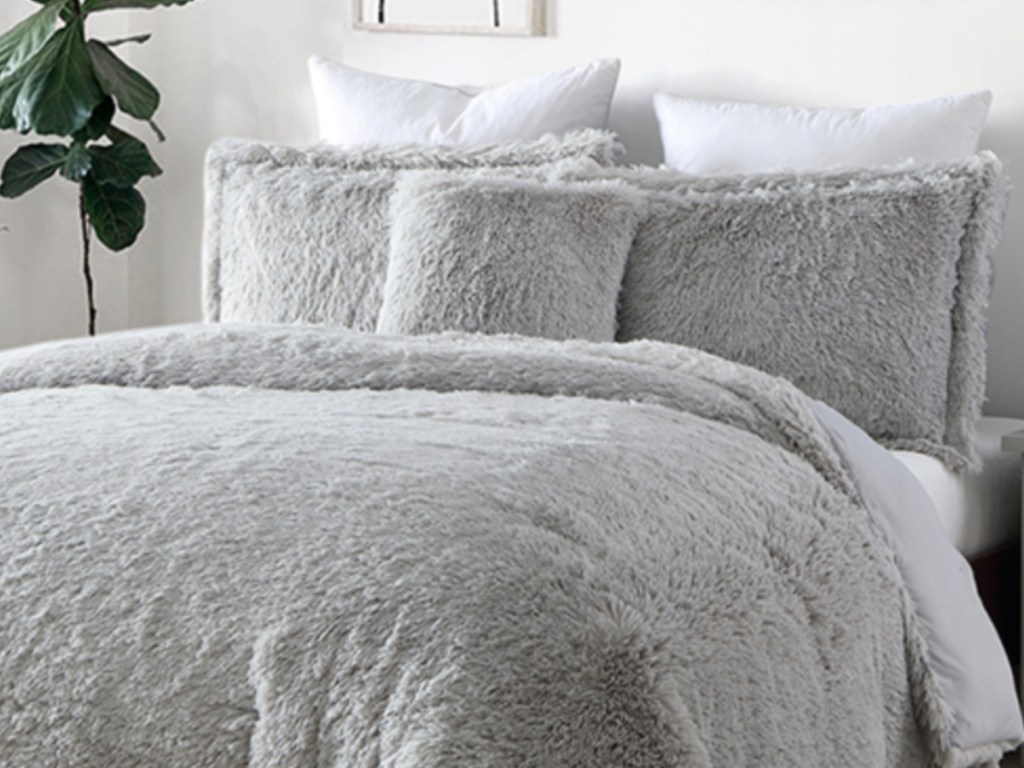 Shaggy Grey Blanket on Bed Zulily
