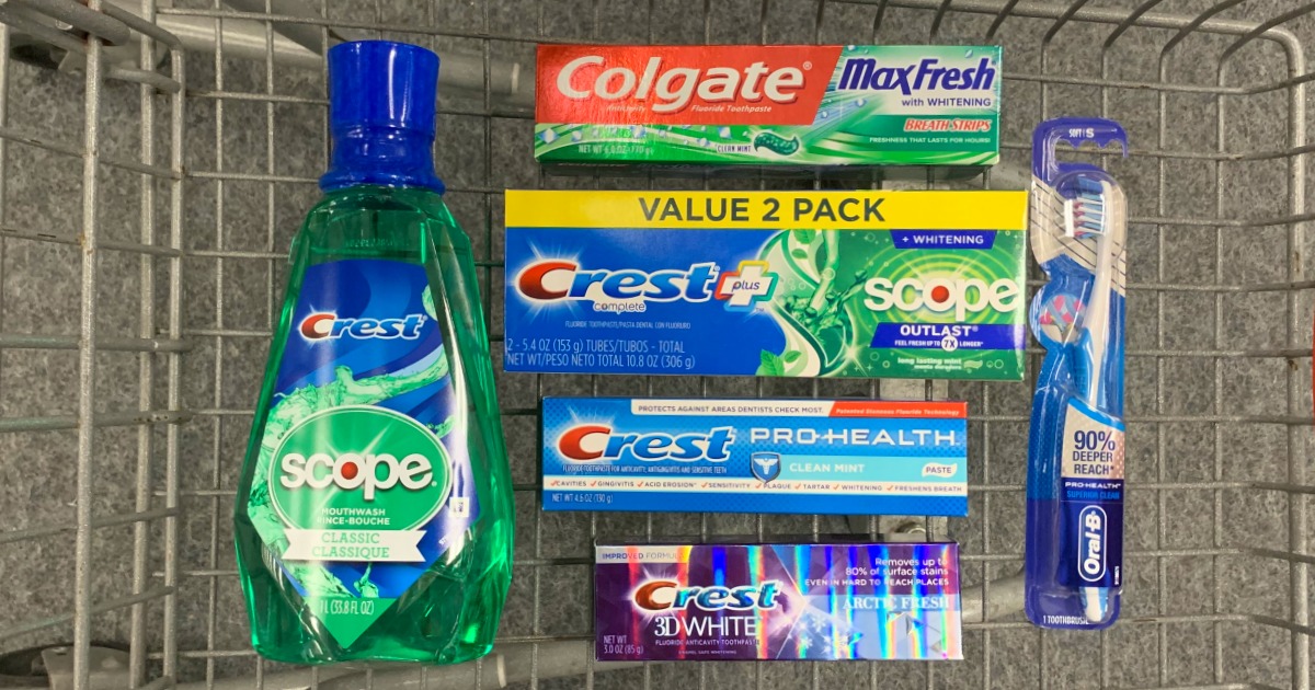 oral care products in basket
