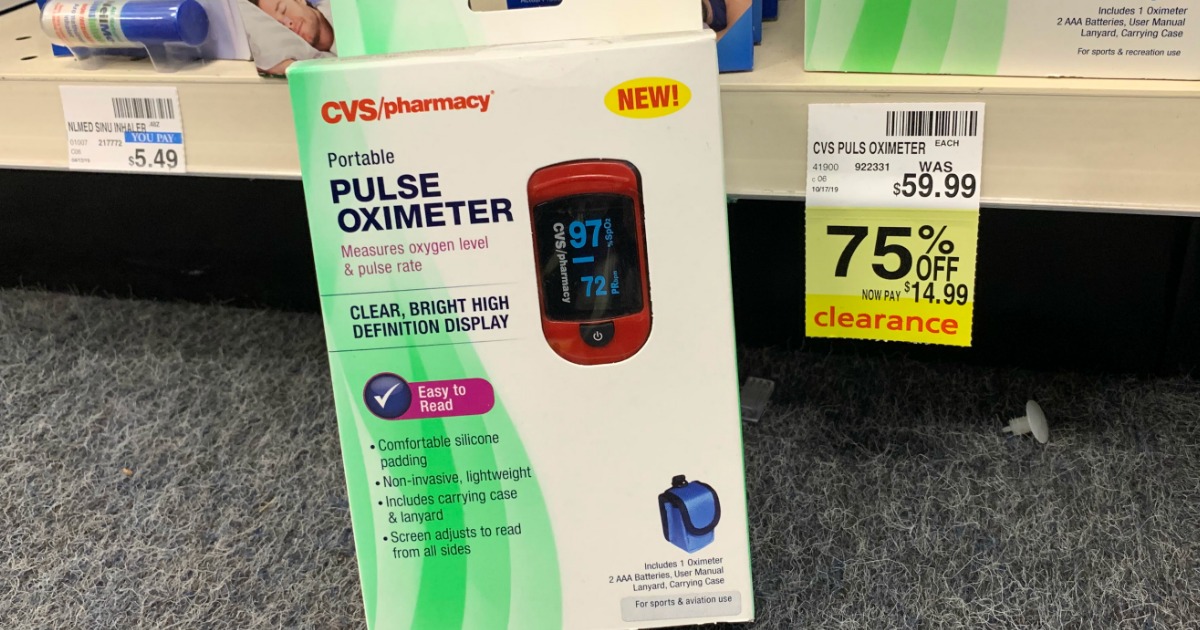 Pulse oximeter in front of shelf 