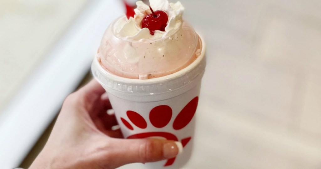 The Peppermint Chocolate Chip Milkshake is Back at ChickfilA!