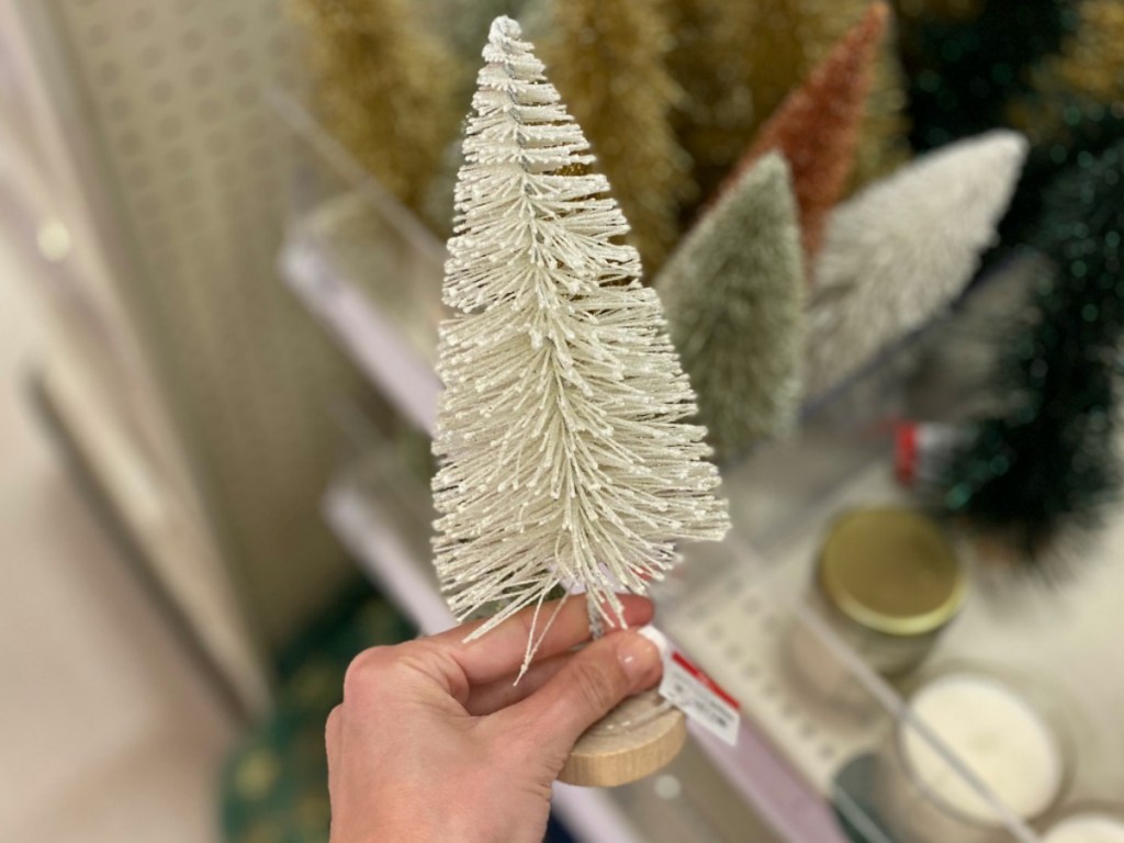 Bottle Brush Christmas Trees in had at Target
