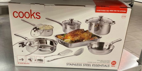 Cooks 21-Piece Stainless Steel Cookware Set Only $19.99 After JCPenney Rebate (Regularly $100)