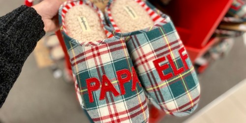 50% Off Target Slippers for the Family | Includes Santa Baby Booties, Papa Elf Slides, & More