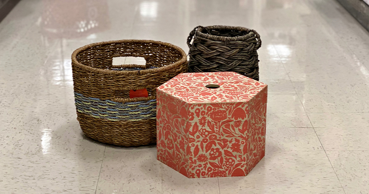 decorative storage baskets on floor at target