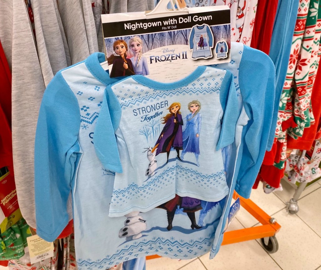 Disney Frozen Pajamas on hanger in store