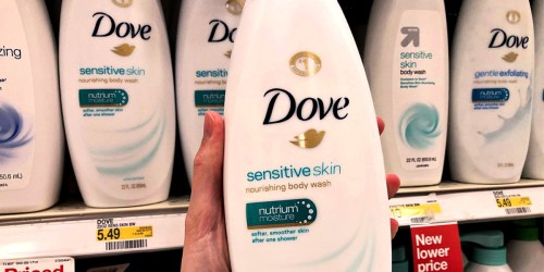 FOUR Dove Sensitive Skin Body Wash Bottles Only $13.74 Shipped at Amazon | Just $3.34 Each