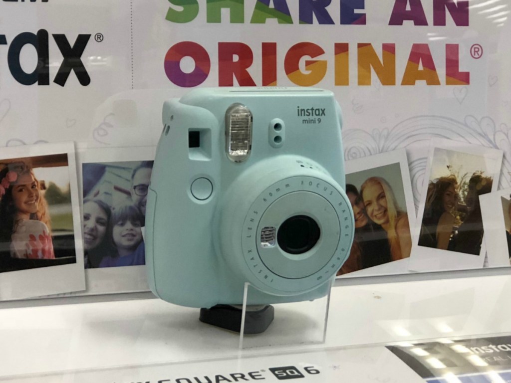 Instax Mini 9 camera on display in-store