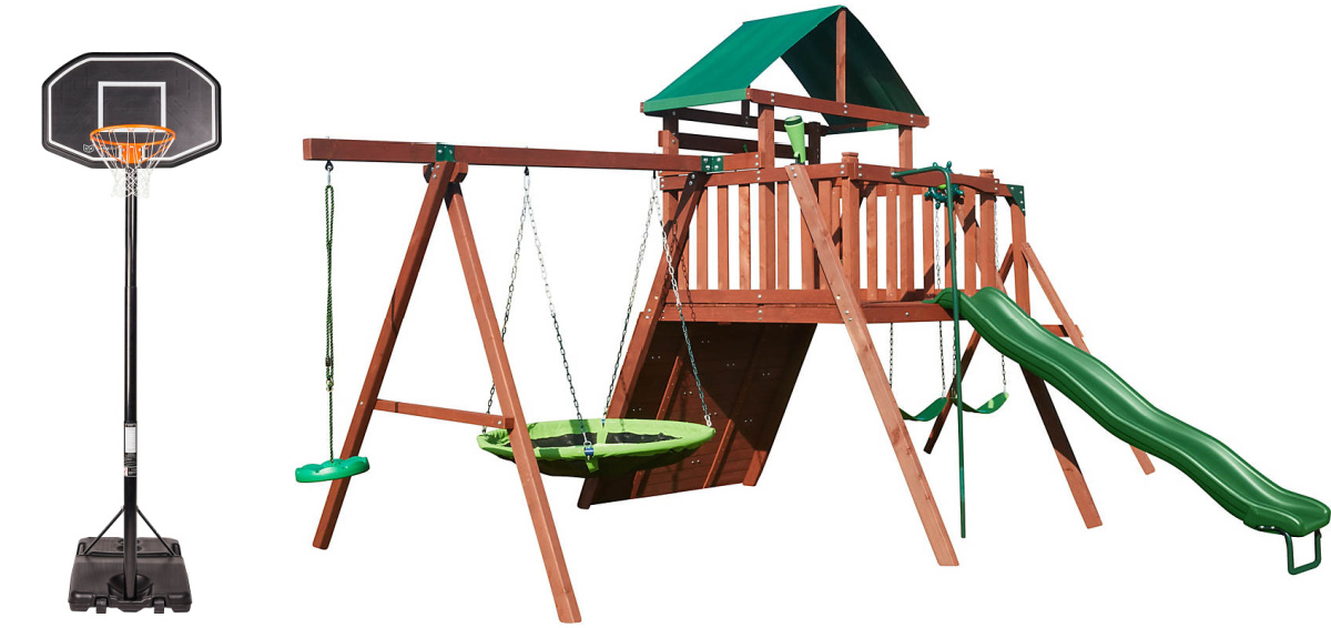 agame paradise peak wooden swing set