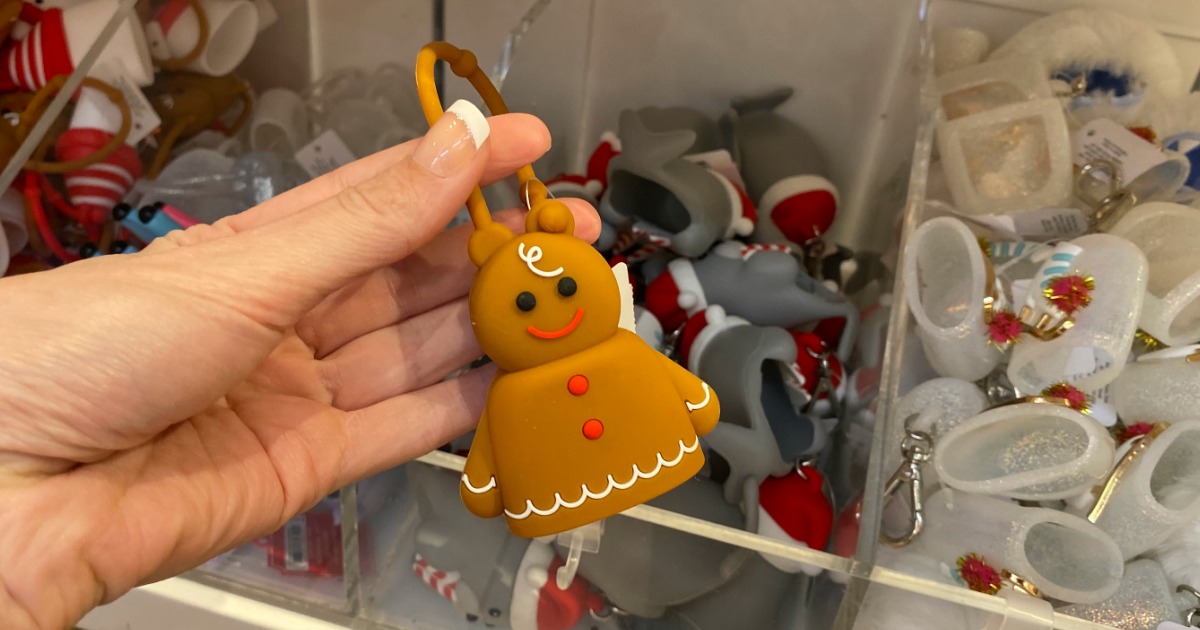 Woman holding PocketBac holders in Gingerbread shape