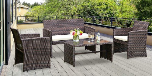 Goplus 4-Piece Rattan Patio Furniture Set Only $160 Shipped (Regularly $230)