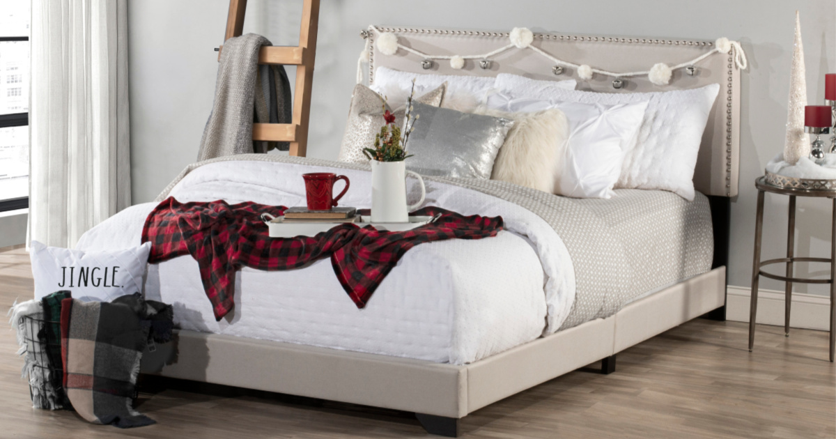 Hillsdale Willow Queen Nailhead Trim Upholstered Bed Just $99 Shipped ...