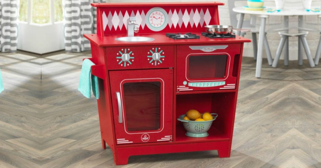 KidKraft Red Classic Kitchenette in playroom