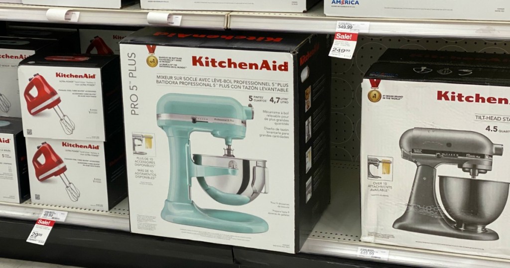 KitchenAid Mixers on store shelf