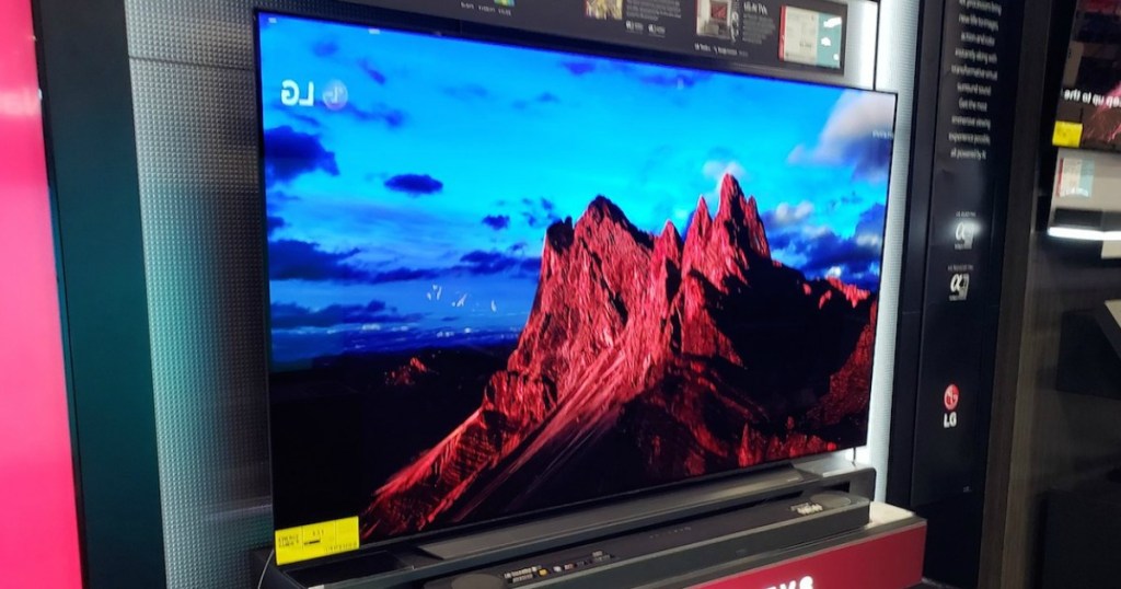 LG TV with landscape on it