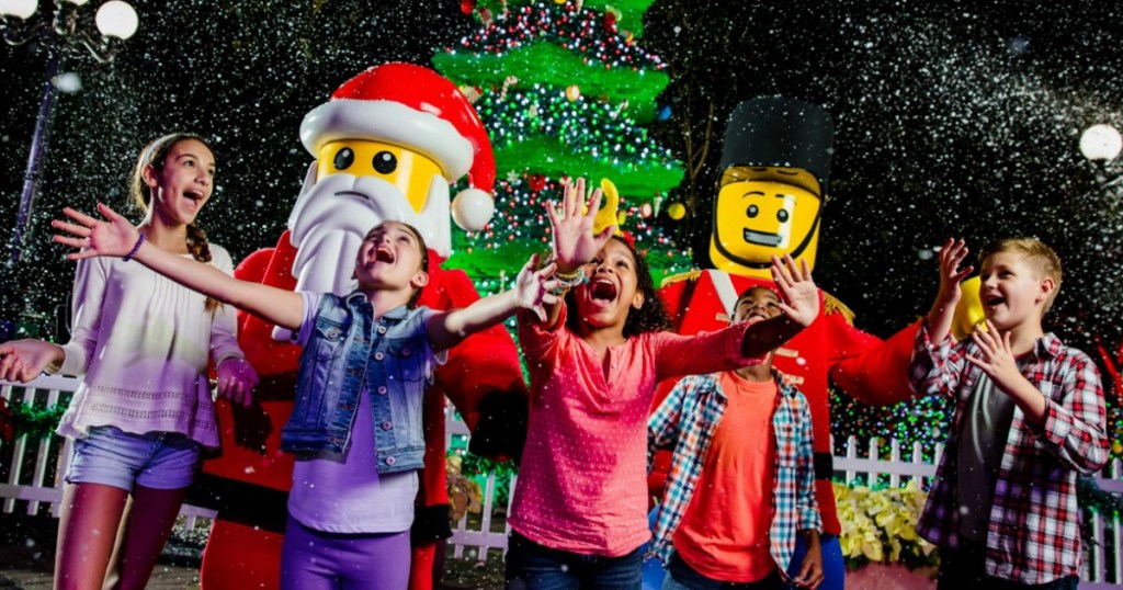 Kids at LegoLand during christmas time