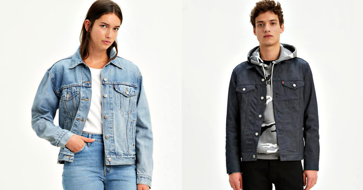 man and woman wearing Levi's jackets