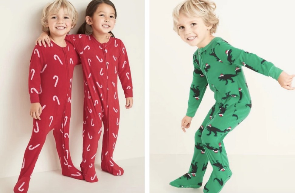 Boy & girl dressed in Old Navy Todder Pajamas