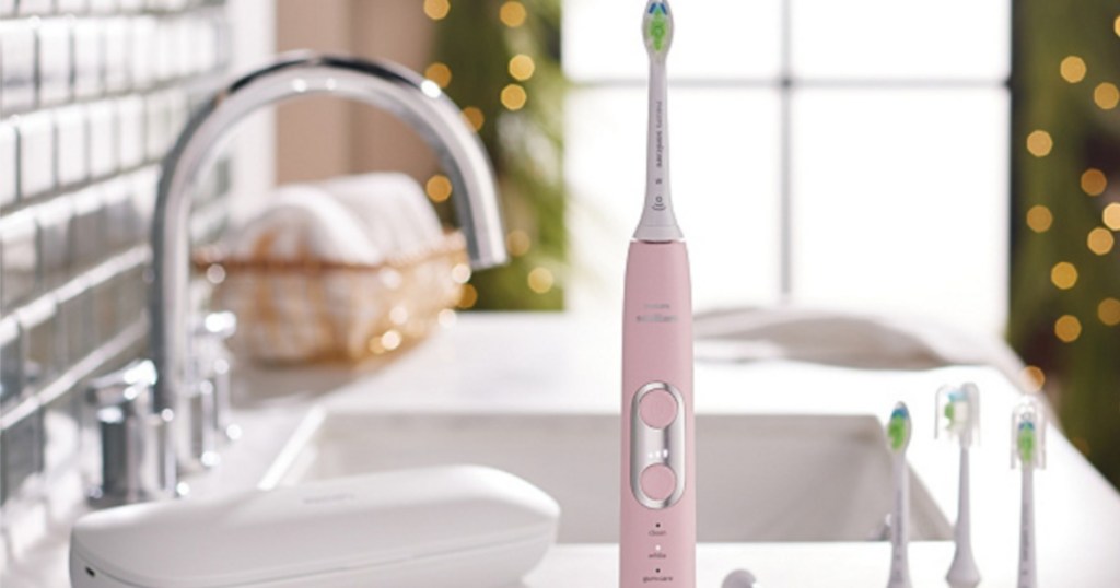 phillips sonicare toothbrush on bathroom counter