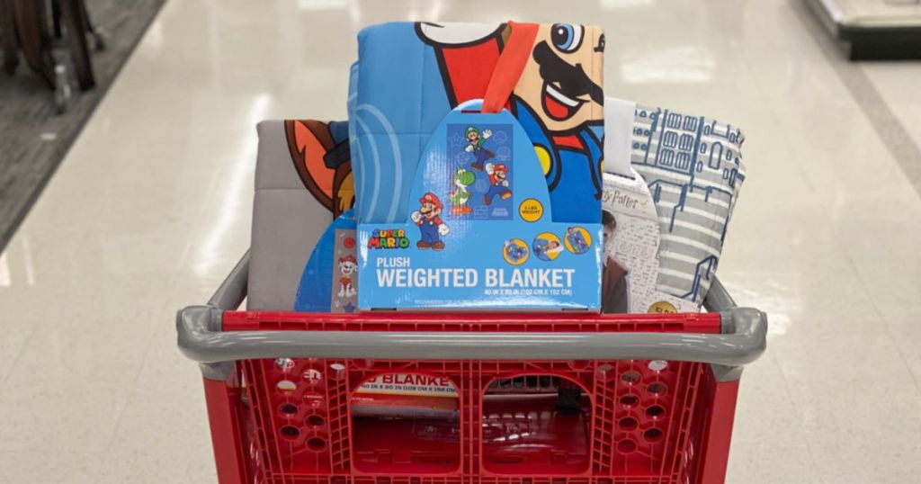 Mario & Harry Potter Kids Weighted Blanket in Target Cart