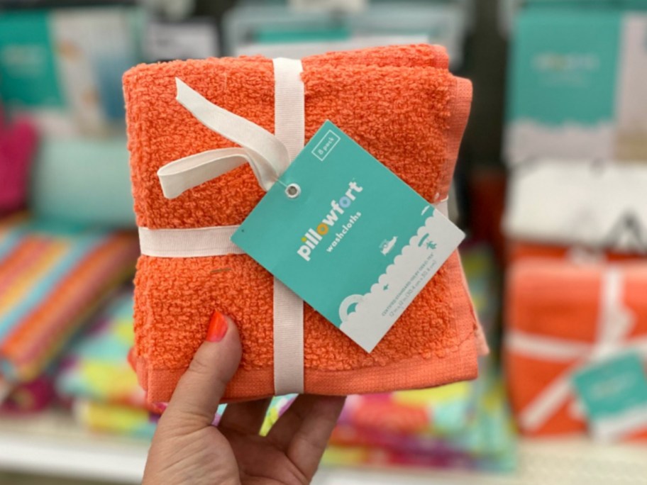 Pillowfort 8-pack washcloths in orange