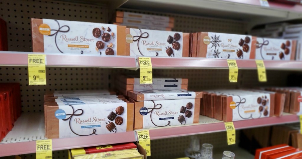 Russell Stover Boxed Chocolates on Walgreens shelf