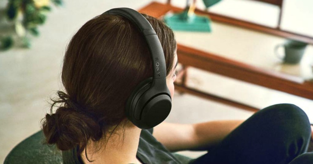 woman wearing Sony Headphones
