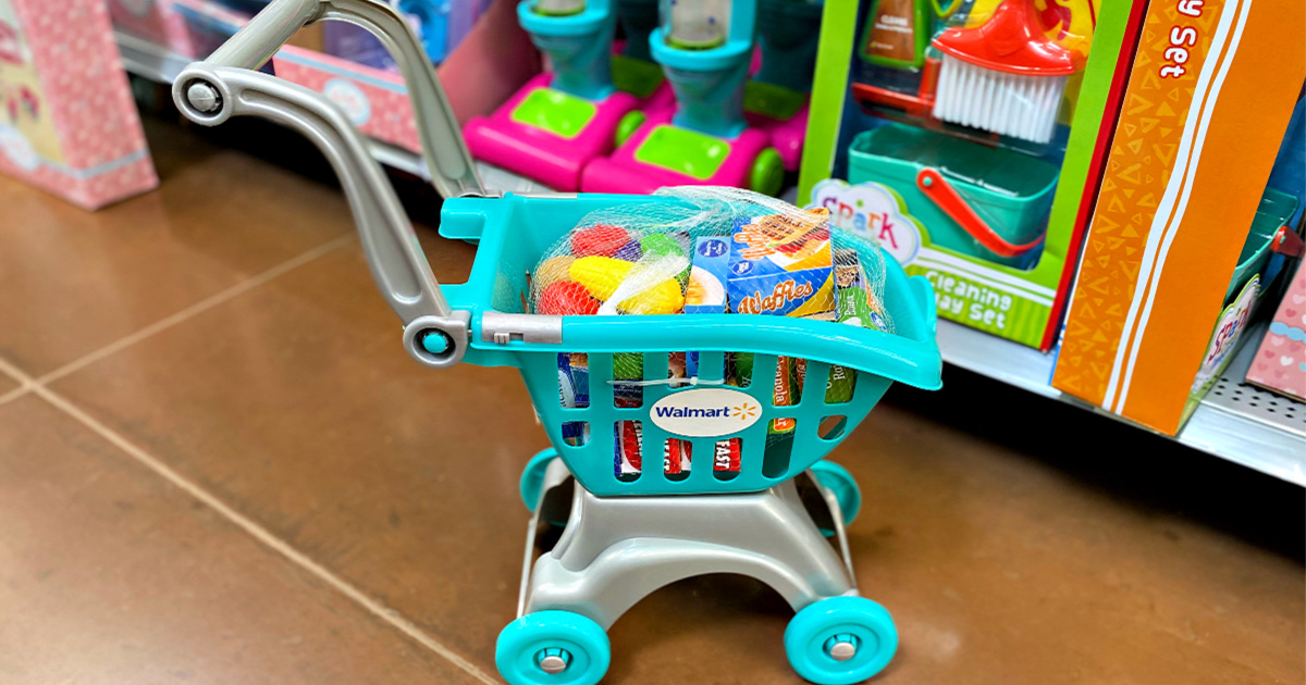 play shopping cart with food