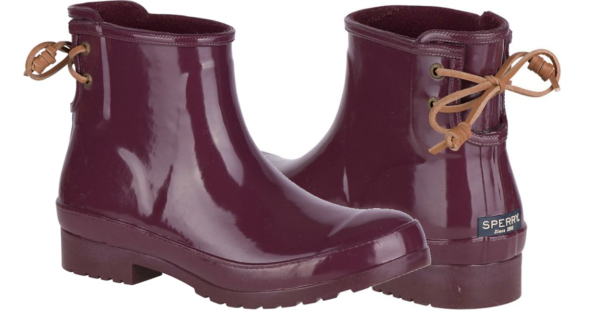 purple sperry rain boots