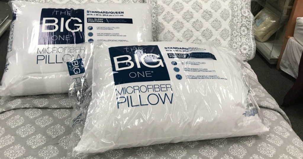 Two The Big One Microfiber Pillows laying on the bed