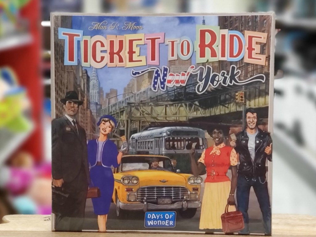 ‎Ticket to Ride Express New York City Board Game on display on top of shopping cart at Target