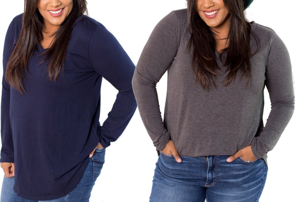 Two colors of women's long sleeve shirts
