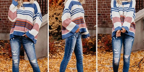 This Striped Oversized Knit Sweater on Amazon is the Perfect Fall Wardrobe Addition