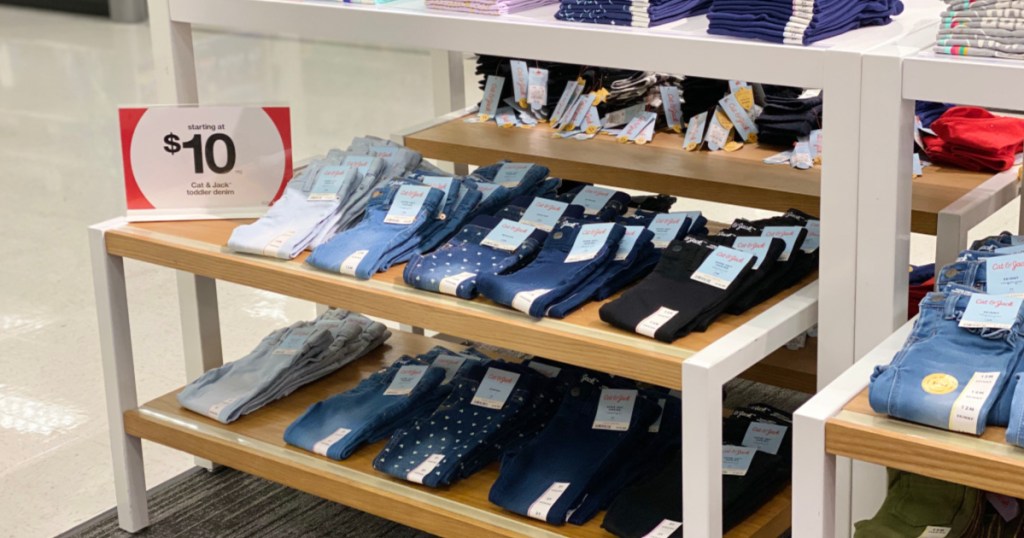 display of girls jeans at Target