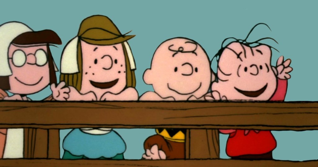 The Peanuts gang on the Mayflower
