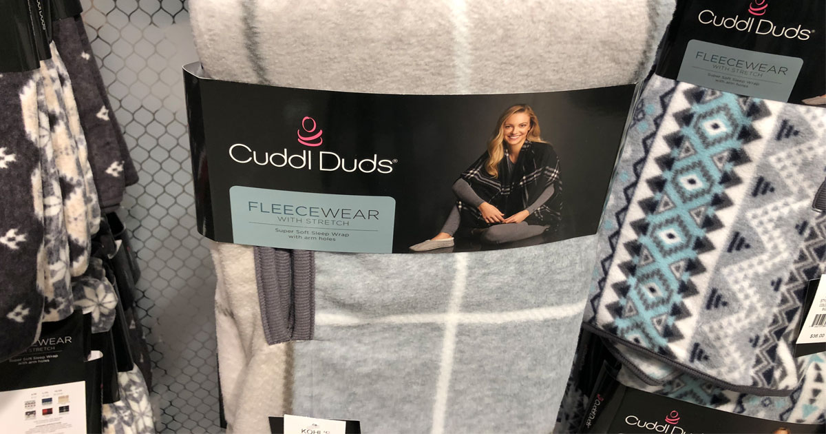 Cuddle Duds Wrap on hanger in store