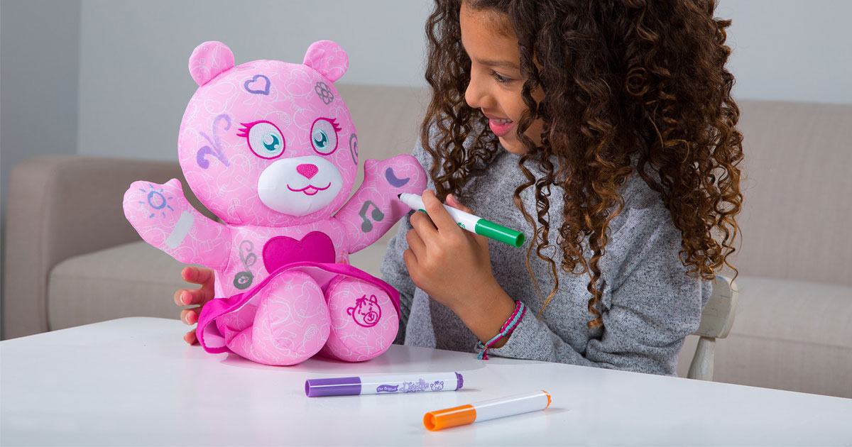 Doodle Bear 14 Plush Toy with 3 Washable Markers