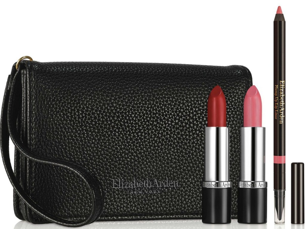 black bag with lipstick and eyeliner