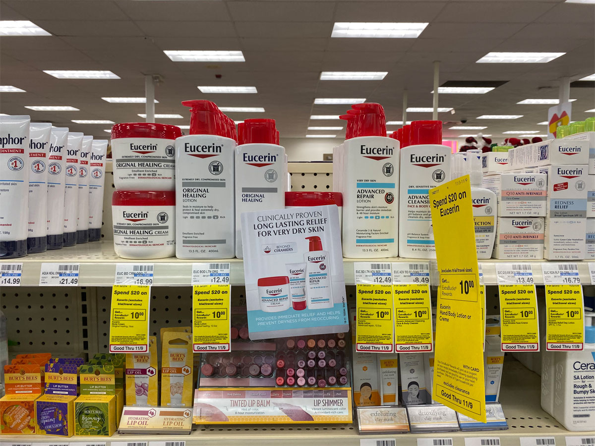 eucerin products in shelf at cvs